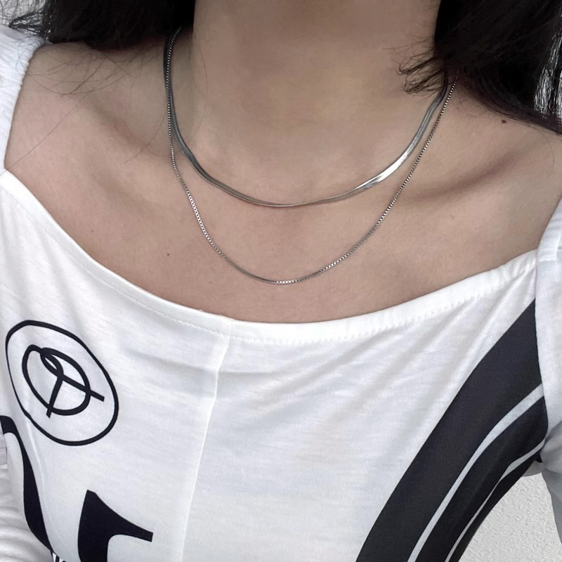 蛇骨项链足银999锁骨链双层纯银