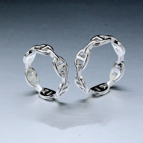 纯银戒指女足银999素圈闭口猪鼻