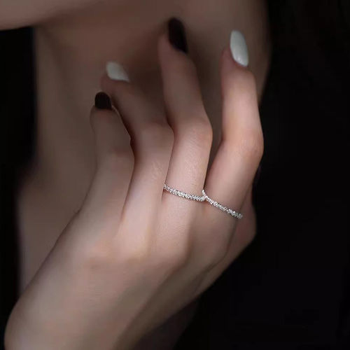 纯银满天星链条戒指女足银999ins