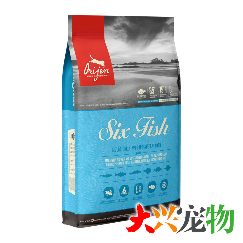 大兴宠物●加拿大 Orijen渴望 无谷六种鱼 成幼猫通用全猫粮 12磅