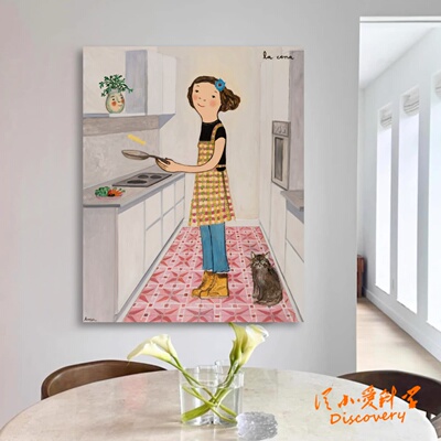 装饰画挂画 在厨房 EA 可爱童趣女孩人物画 餐厅玄关客厅走廊墙画
