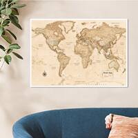 World Map English version, retro office decorative painting, living room wall hanging painting, bedroom study, PP glue oil painting cloth wall stickers thumbnail 5