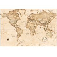 World Map English version, retro office decorative painting, living room wall hanging painting, bedroom study, PP glue oil painting cloth wall stickers thumbnail 6
