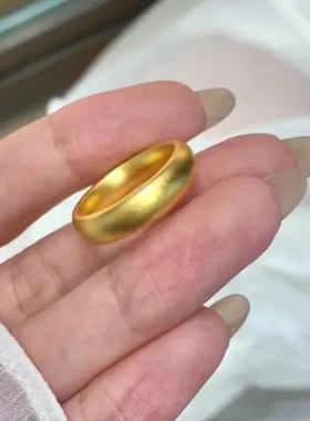 高保色高级感戒指指环情侣闭口哑光越南沙金轮胎磨砂对戒素圈男女