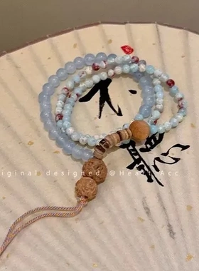 新中式超仙甜美女蝴蝶结琉璃手链简约古风双层串珠闺蜜手禅意