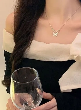 配饰时尚珍珠串珠项链简约新款锁骨链设计感身体蝴蝶百搭轻奢通勤