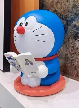 哆啦a梦正版叮当猫胖虎招财看书小夜灯公仔手办潮玩摆件大号礼物