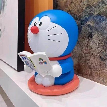 哆啦a梦正版叮当猫胖虎招财看书小夜灯公仔手办潮玩摆件大号礼物