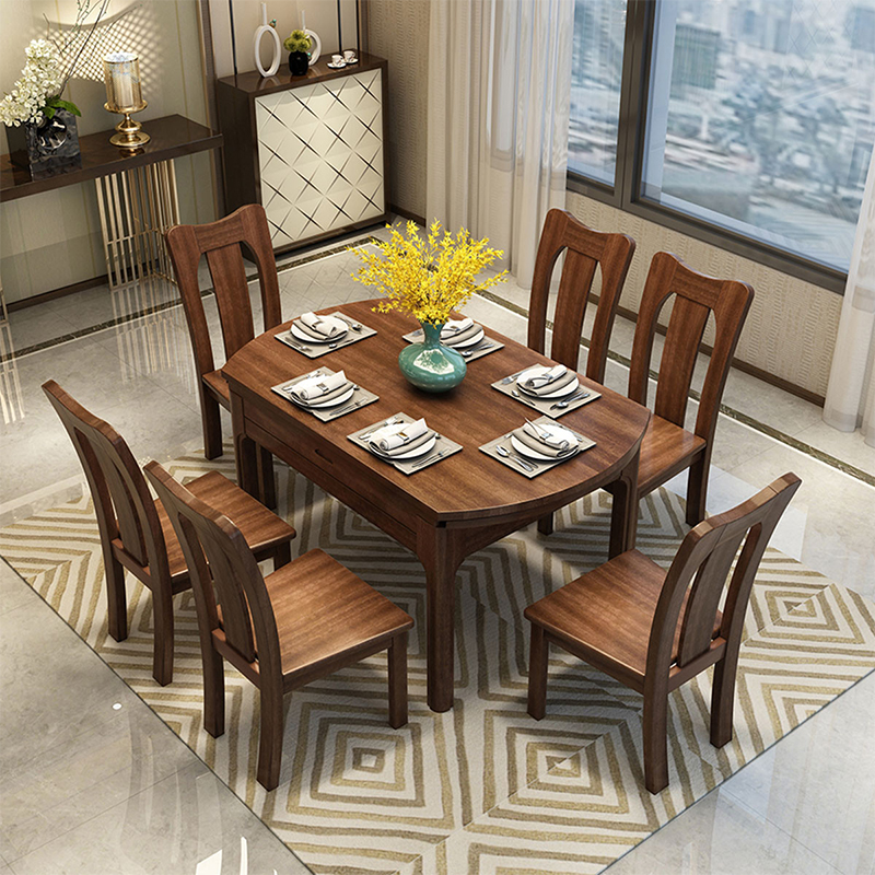 Walnut solid wood dining table and chair combination New Chinese style dining table modern Simplicity Telescoping fold Radius table Restaurantin the Residential furniture , Tables , Dining table  category - from Buy2taobao.com to provide professional Taobao agent buy service
