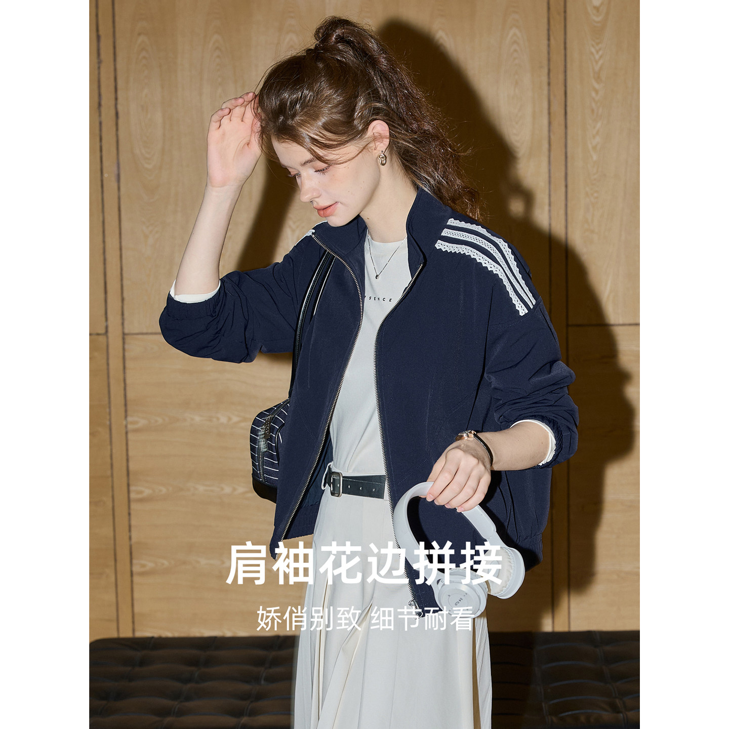 库恩玛维户外机能风短款外套女2025年秋季新款拼接设计感夹克上衣