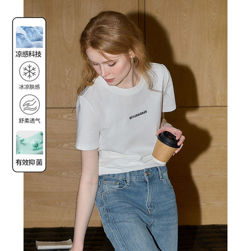 百搭白色小众烫银短袖T恤上衣