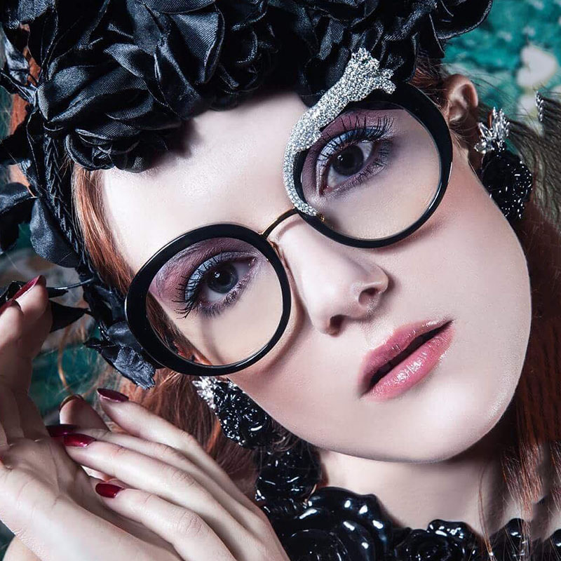 欧美圆框墨镜女潮豹子头防蓝光镶钻大框太阳镜女款高级感2025新款