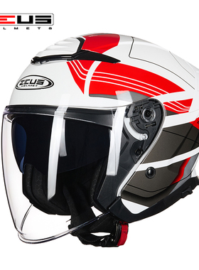 瑞狮头盔男女士四季通用摩托车半盔双镜片大码四分之三全盔3C