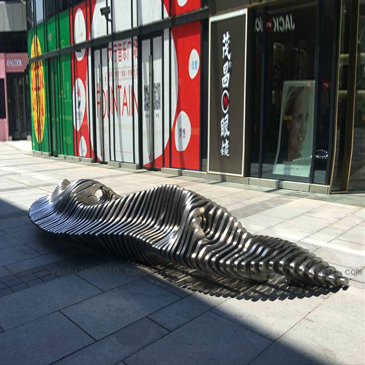 城市家具公共休闲座椅沙发流线型切片组合长凳坐凳商业步行街商场