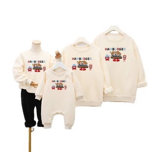 新款 350克重磅亲子装 华棉卫衣韩版 大码 韩系甜美母女装 全家装 秋装