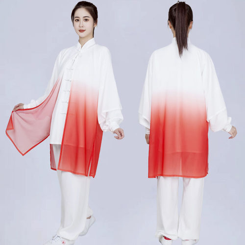 男女新款渐变色披纱中国风