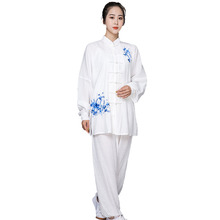 宏情亚麻春季长袖新款绣花太极服1
