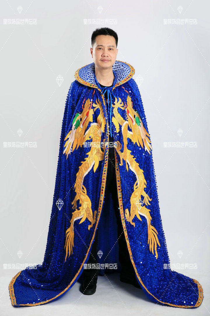 出口男女龙凤袍龙袍披风斗篷战袍新娘结婚酒吧夜场花场选美冠亚军