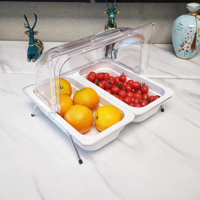 多格自助餐台水果蛋糕点心小菜调料试吃盒展示架托盘带翻盖透明罩