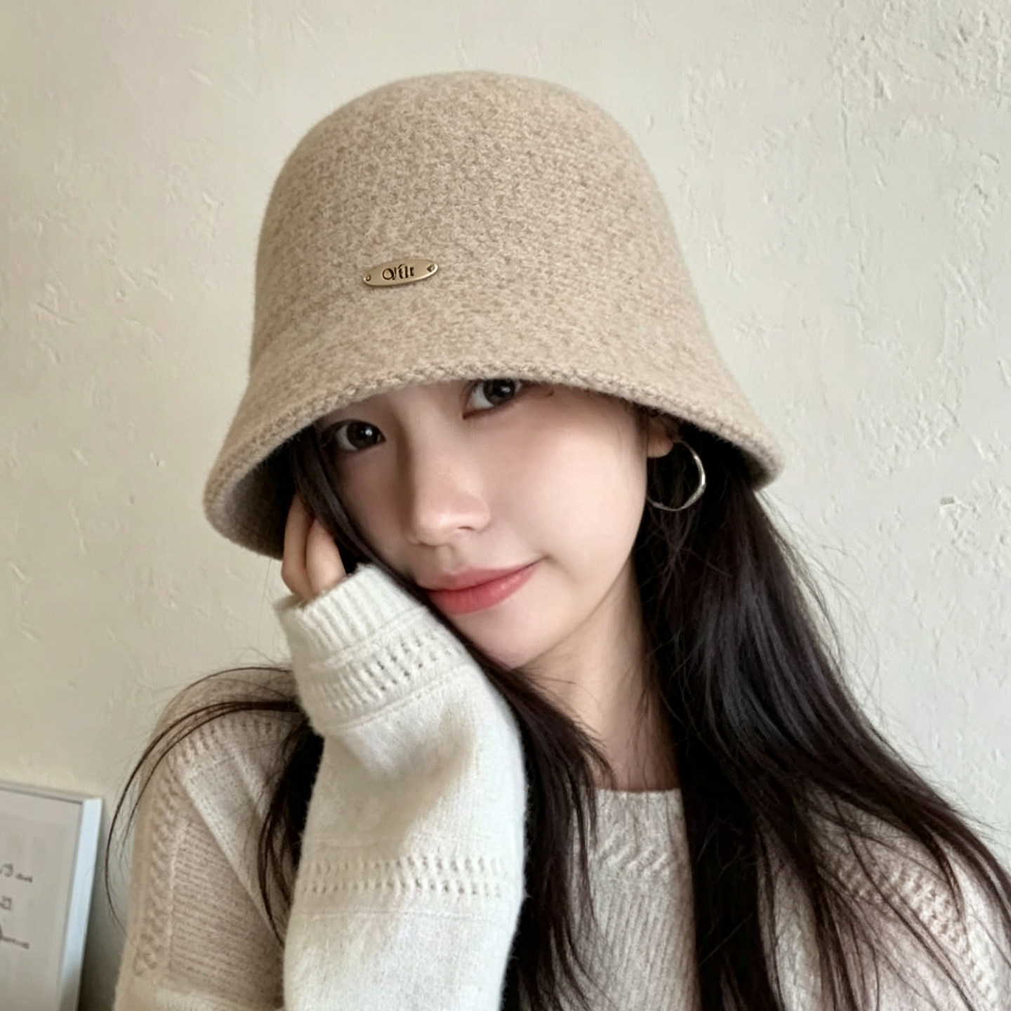 女士显脸小秋冬保暖针织渔夫盆帽