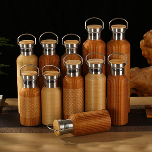 手工瓷胎竹编茶杯竹丝扣瓷保温杯热水壶不锈钢便携水壶大容量茶壶