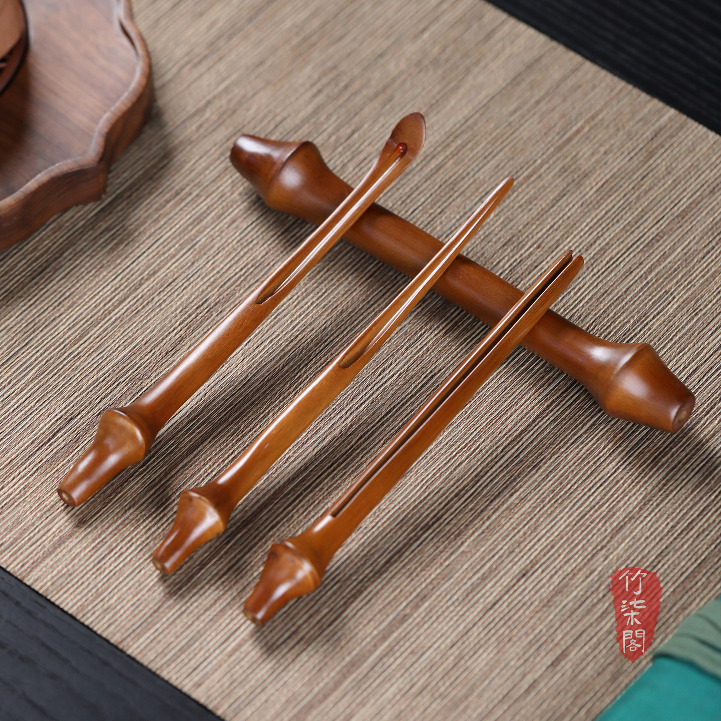 筇竹茶具茶针茶夹茶道配件竹编便携竹夹茶艺用品