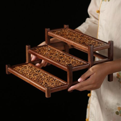 轻奢胡桃木核桃晾杯架博古架双层