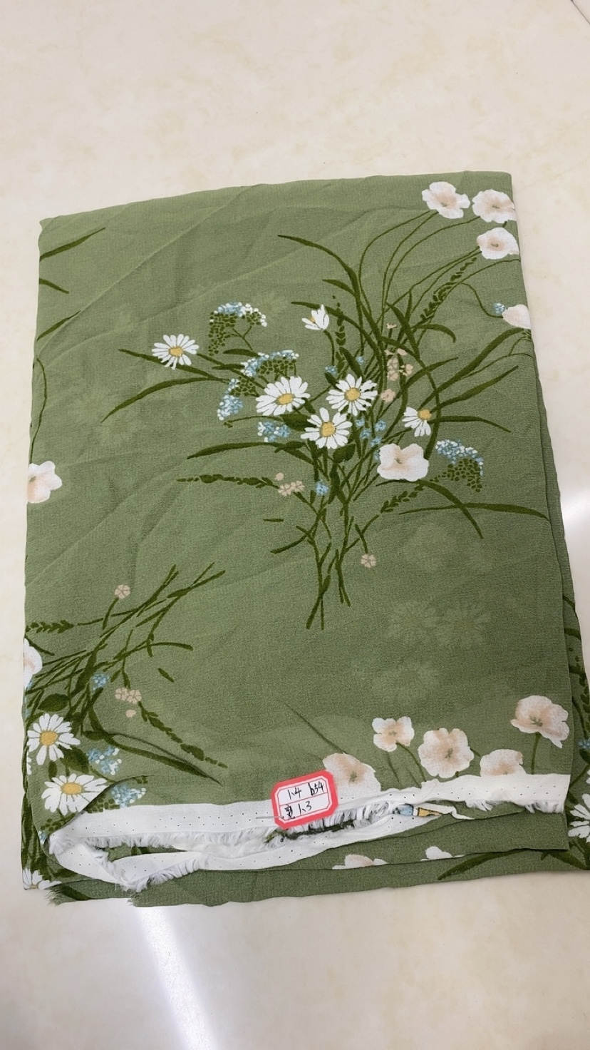 1.3米纯植物纤维人棉面料绿底数码印花小清新柔软舒服b54