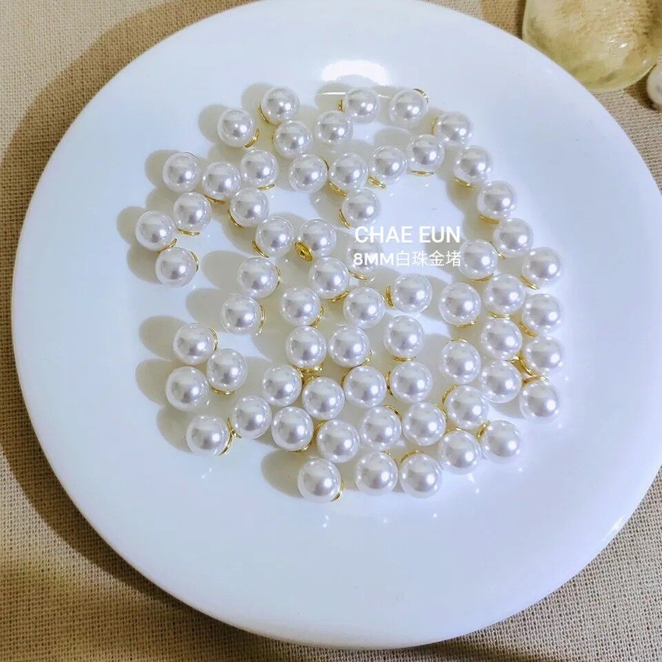 8mm S925纯银仿珍珠耳堵耳塞耳环耳针耳扣防滑耳钉耳线堵后塞堵头