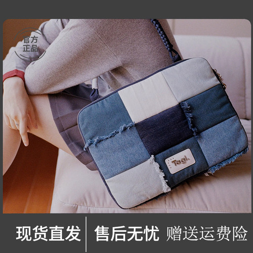 tagi.想象牛仔电脑包流苏拼布