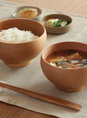 手工天然木碗小田原SONOBE纯色家用汤饭碗一物一拍日本直邮