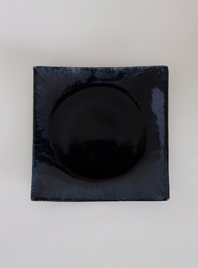 益子烧 阿久津忠男 琉璃角皿 作家陶艺 方形餐盘 日本直邮