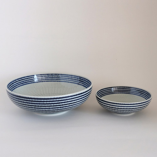 和山窑手绘蓝驹条纹饭碗陶瓷