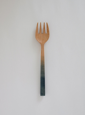 日本作家木工 职人手作木餐叉子 蓝染漆器 日式复古 日本直邮