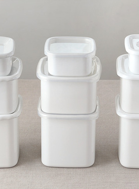 野田珐琅 冰箱冷藏密封保鲜盒 直火烤箱用便当盒方形 日本直邮