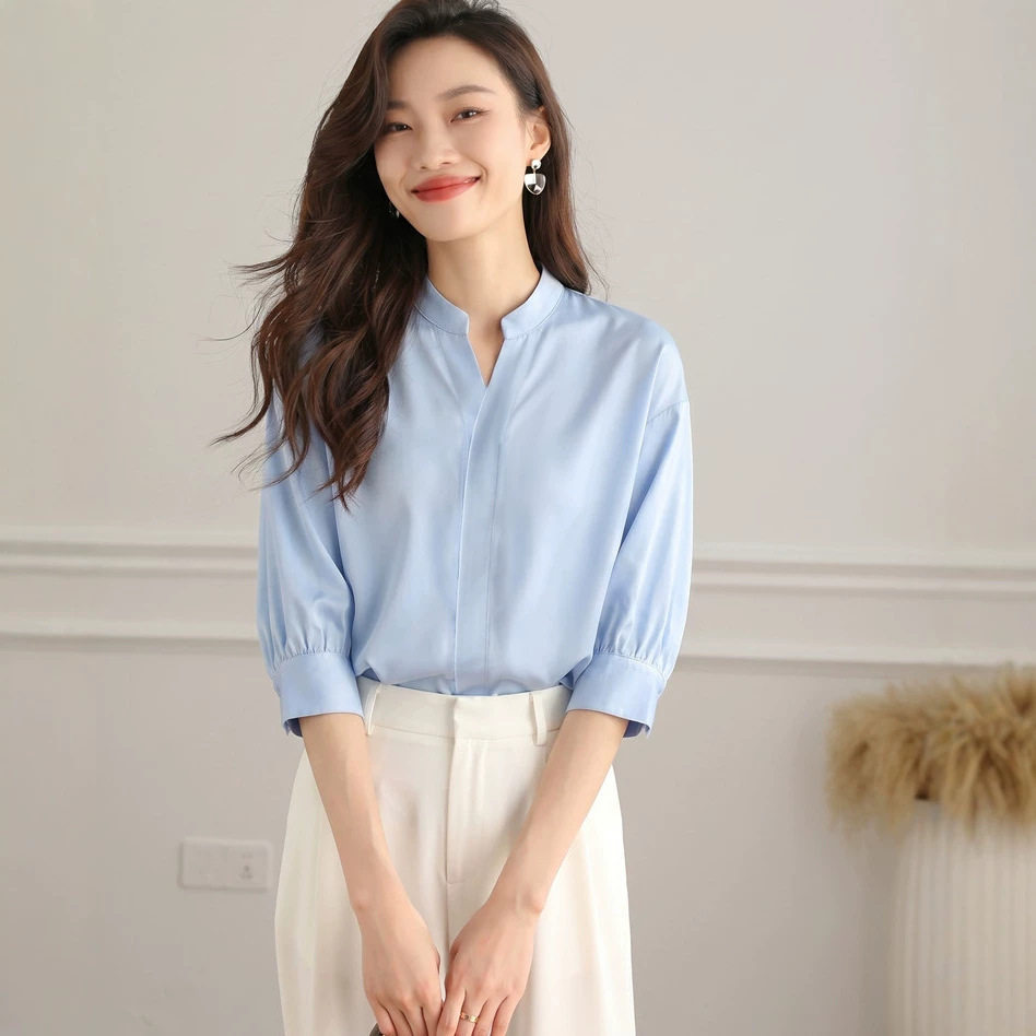 唯品会特卖清仓特价处理断码中袖职业真丝衬衫女装品牌正品夏新款