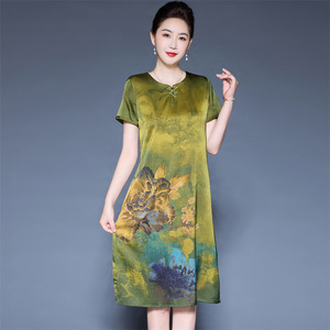 唯品会特卖清仓特价处理断码真丝香云纱桑蚕丝连衣裙女装品牌正品