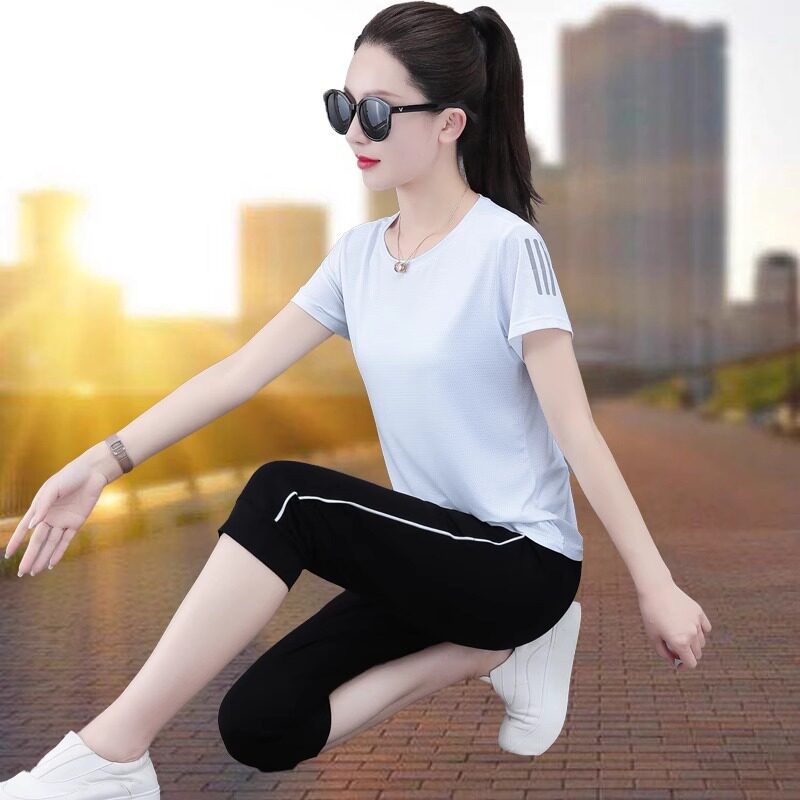 潮唯品会特卖清仓特价处理断码女装短袖冰丝短裤两件套装品牌正品