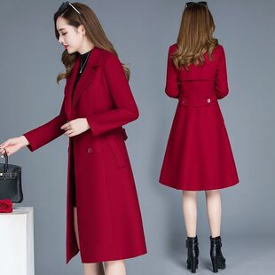 加棉加厚毛呢大衣女中长款断码新款冬装时尚百搭显瘦呢子外套女