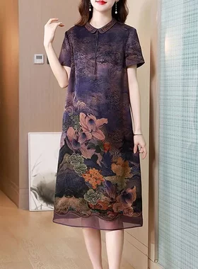 唯品会特卖特价处理断码真丝香云纱桑蚕丝连衣裙女装品牌