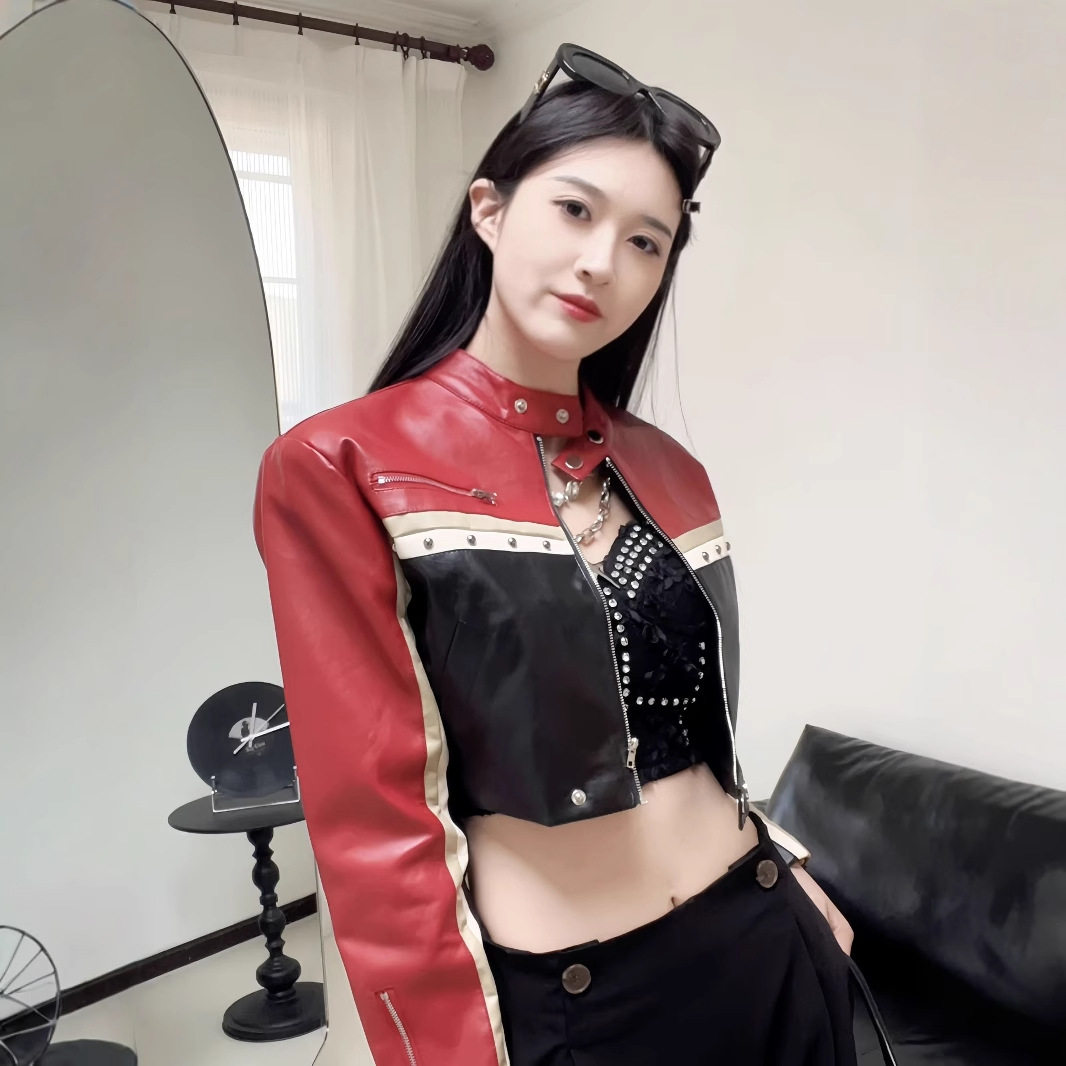 唯品会特卖清仓特价处理断码女装pu皮衣风衣品牌品牌春秋新款外套
