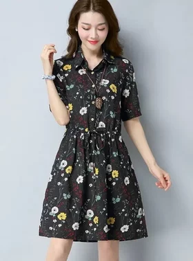 潮唯品会特卖特价处理断码碎花棉麻连衣裙女装品牌新款