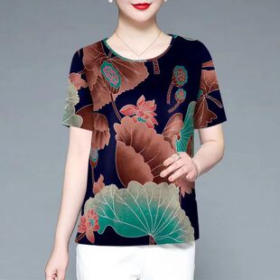 唯品会特卖处理断码短袖香云纱桑蚕丝真丝上衣女装品牌夏