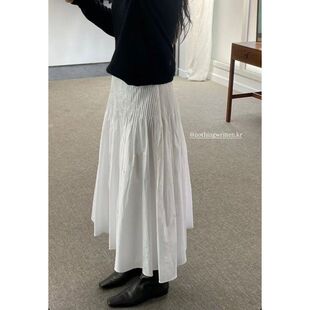 现 2026春季新款韩国设计师nothing wr*tten气质收腰百褶半身裙