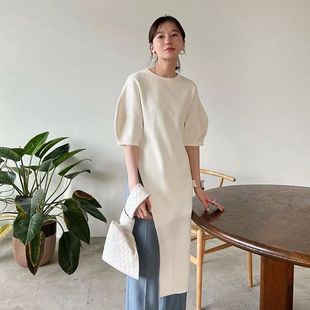 新款clane松本惠奈T恤时髦宽松显瘦长款上衣ins设计感圆领t恤棉