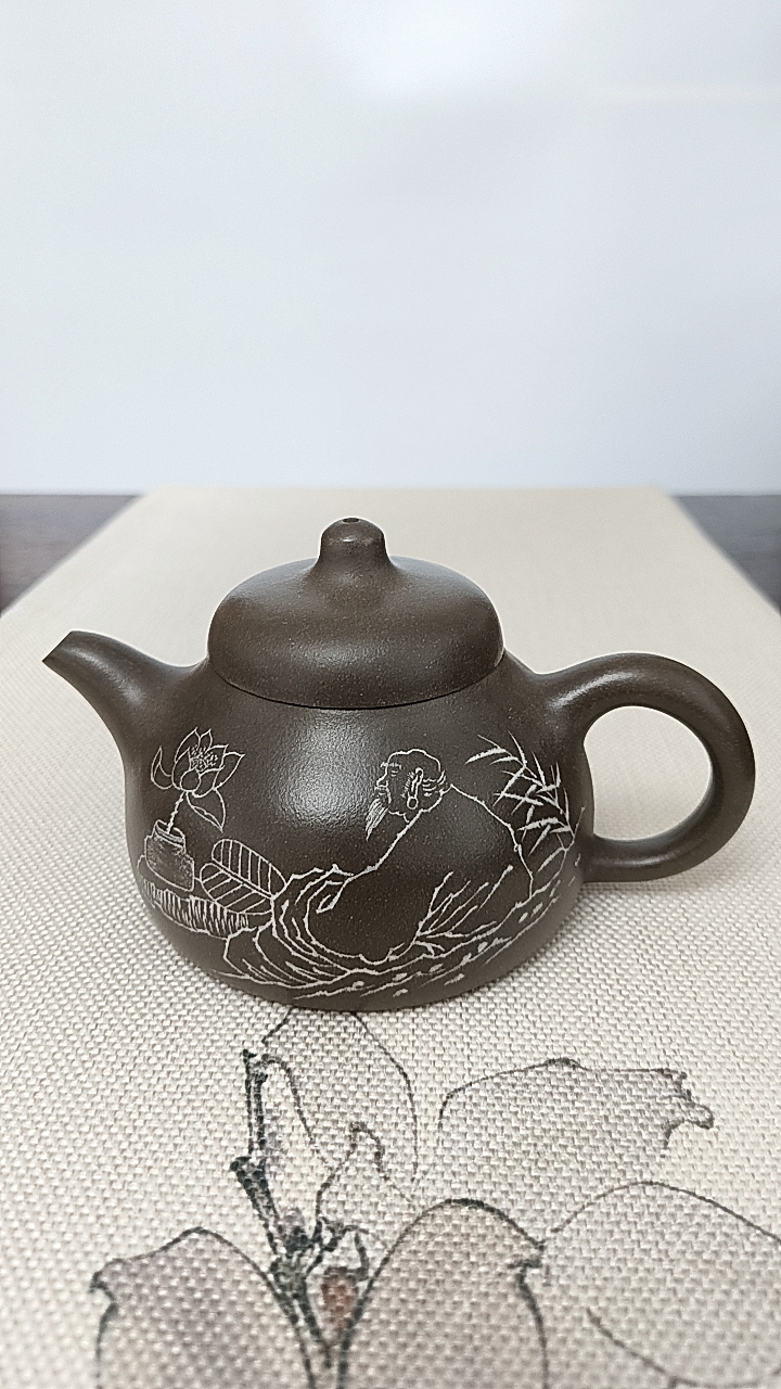 宜兴紫砂壶原矿古玉沉香泥全手工匏瓜壶容量300cc茶具茶壶礼品