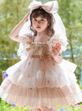 女童草莓泡芙蓬蓬公主裙