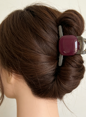 AZNAVOUR韩国进口阿兹娜AZ正品 简约百搭方形盘发抓夹短款鲨鱼夹