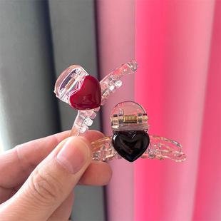 韩国进口亚克力头饰 爱心小抓夹百搭简约爱心迷你边夹刘海发夹女