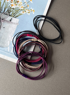 韩国进口发饰皮筋百搭简约高弹力四股橡皮筋简约耐用头绳发绳发圈